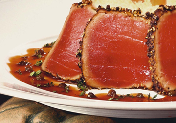 Seared Tuna Pepper Steaks recipe